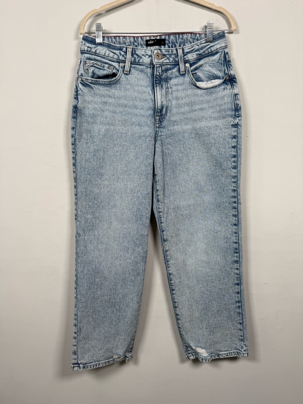 Edgely High Rise Light Wash Straight-Leg Ankle Jeans, size 10